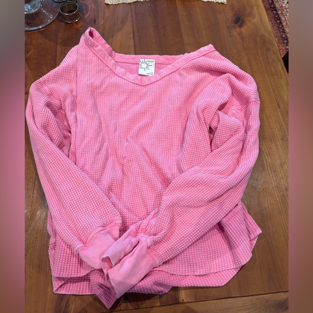 Aerie Pink Waffle Knit Top